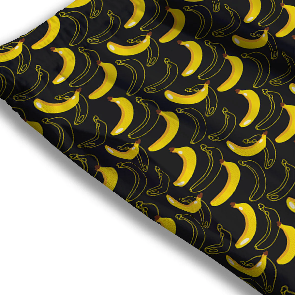 Banana Black Cartoon Print Pattern Mesh Shorts - Image 3