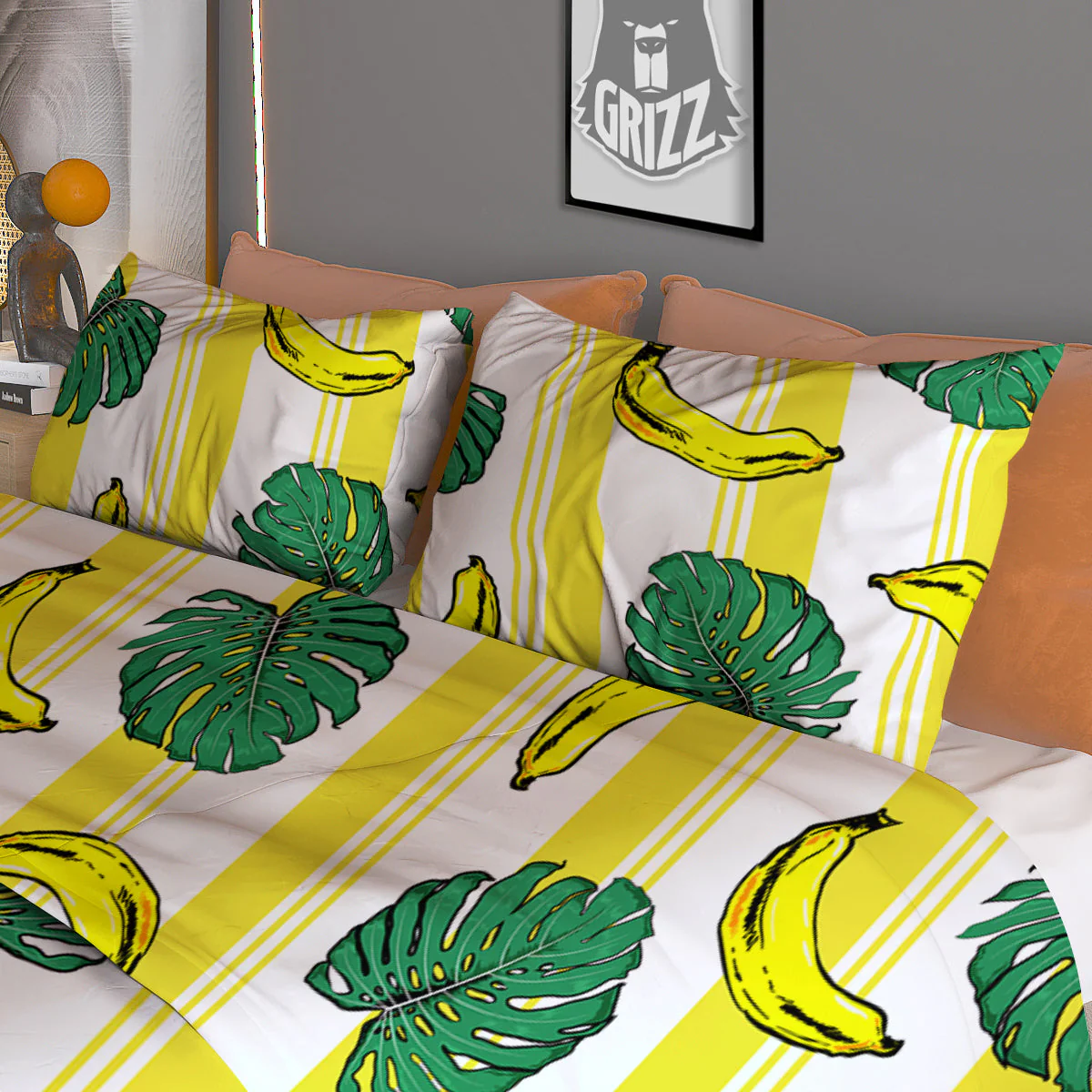 Banana Geometric Yellow Print Pattern Duvet Cover Bedding Set - Image 3