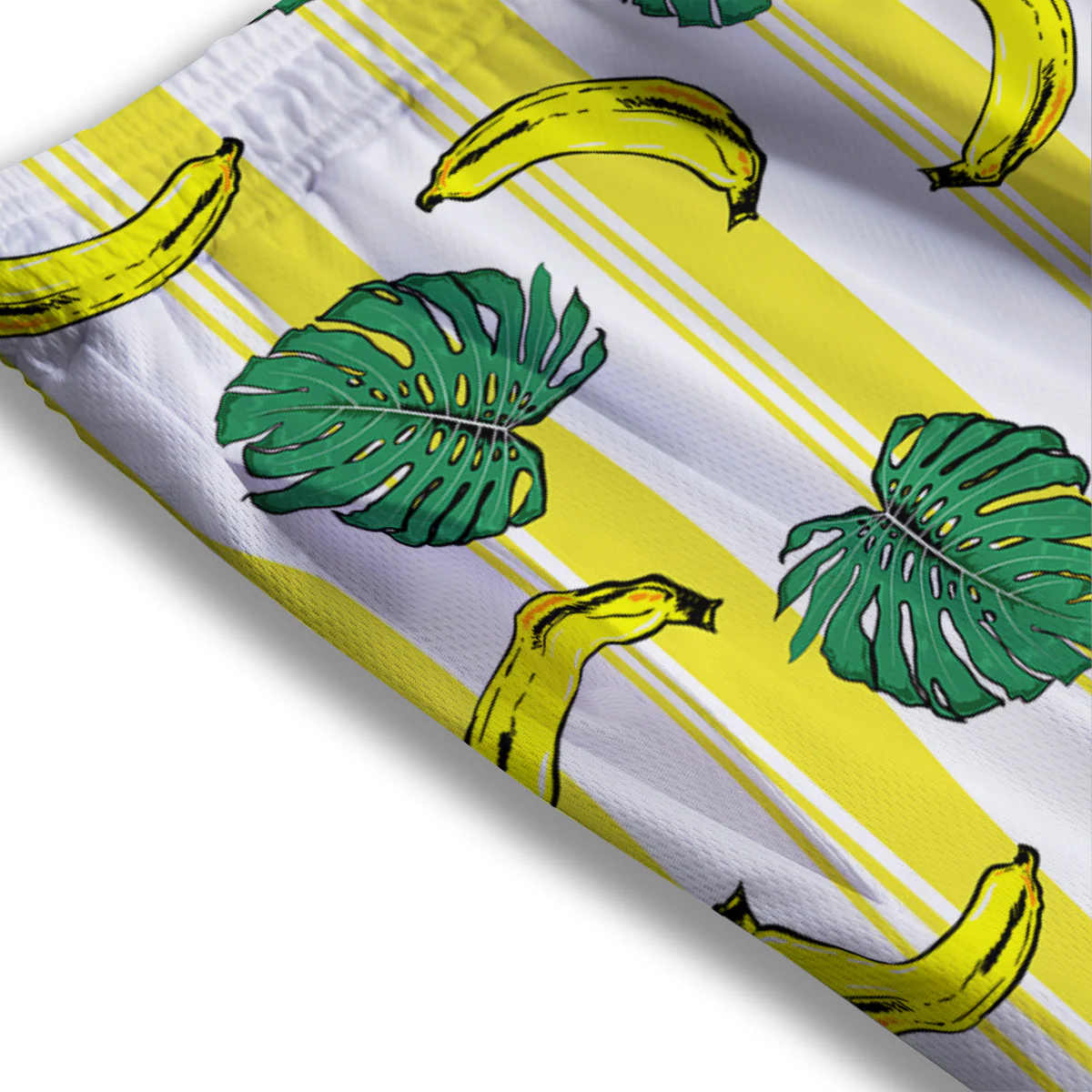 Banana Geometric Yellow Print Pattern Mesh Shorts - Image 3