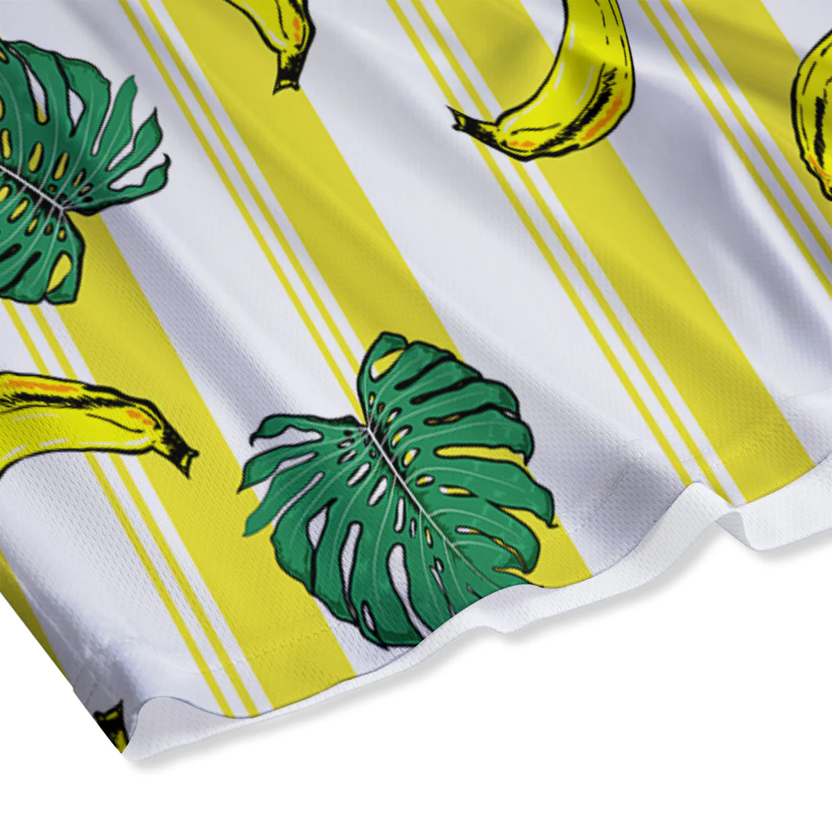 Banana Geometric Yellow Print Pattern Mesh Shorts - Image 4