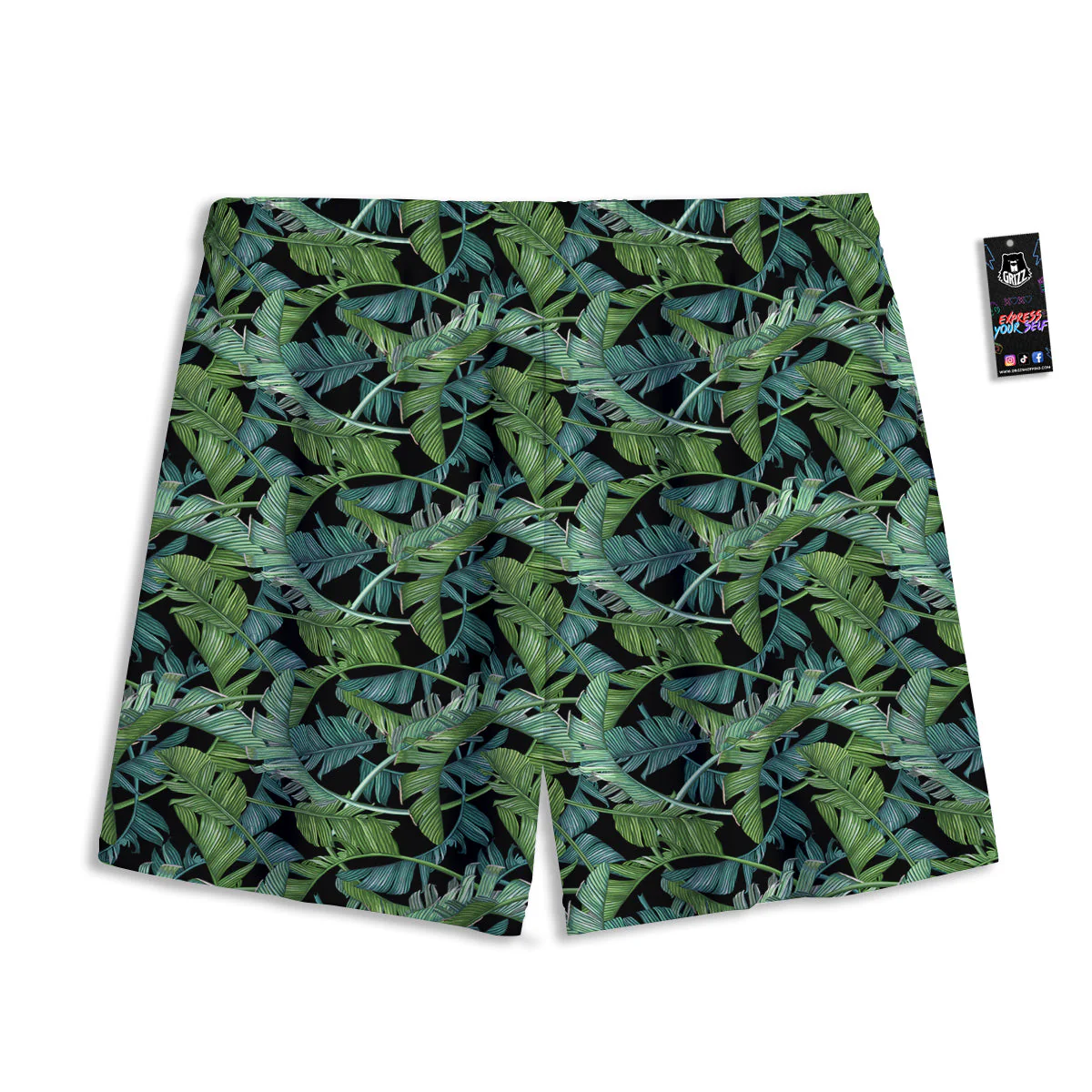 Banana Leaf Print Pattern Mesh Shorts - Image 2