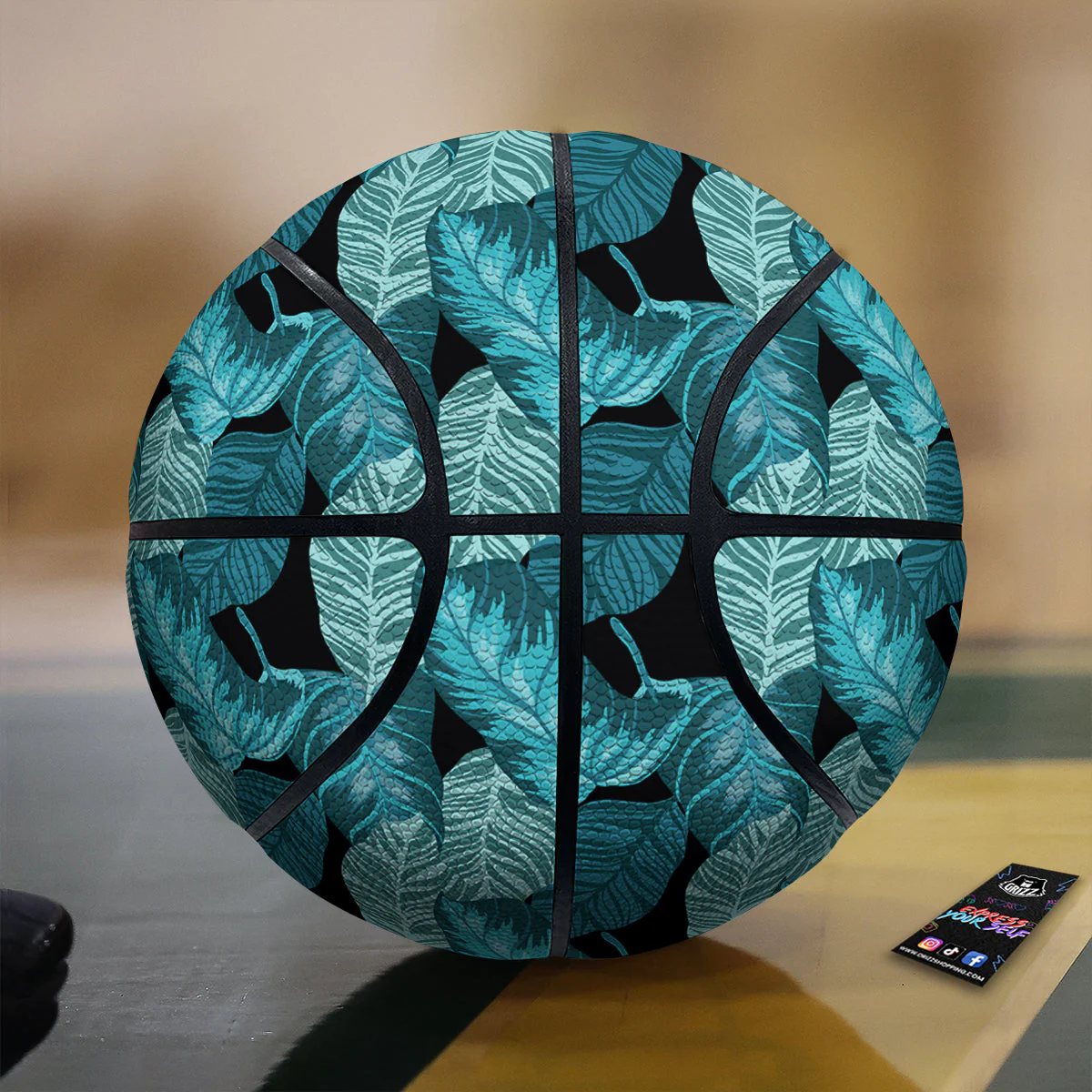 Banana Leaf Turquoise Print Pattern Basketball