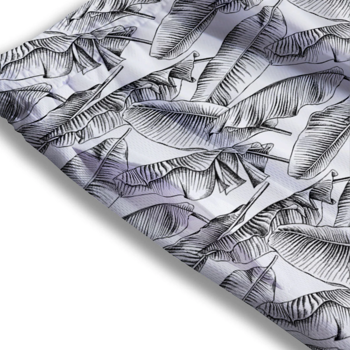 Banana Leaf White And Black Print Mesh Shorts - Image 3