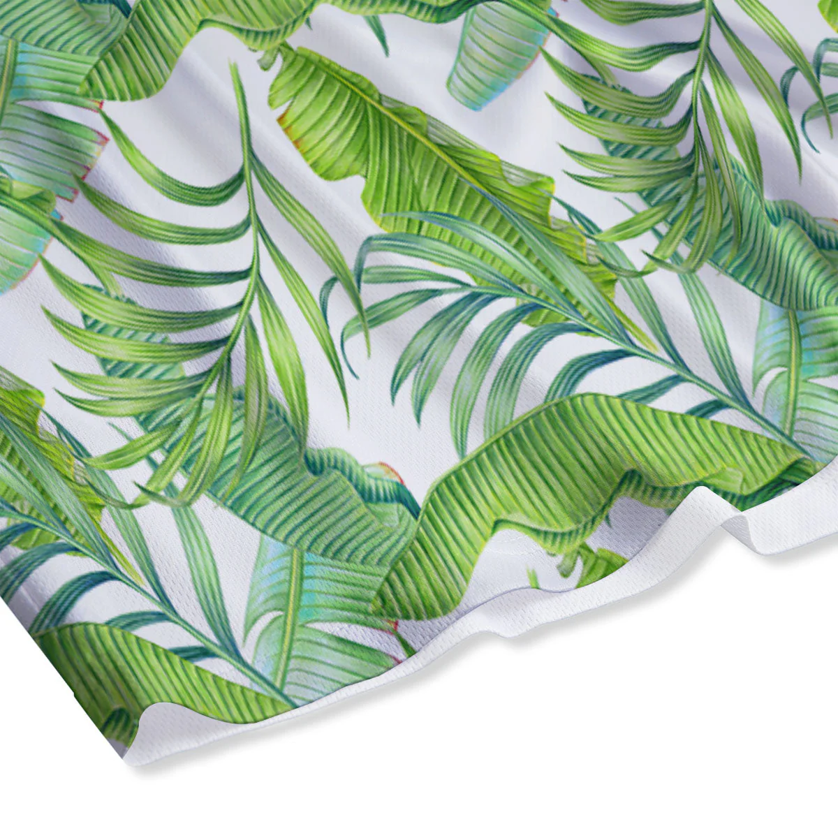 Banana Leave Palm Tree Print Pattern Mesh Shorts - Image 4