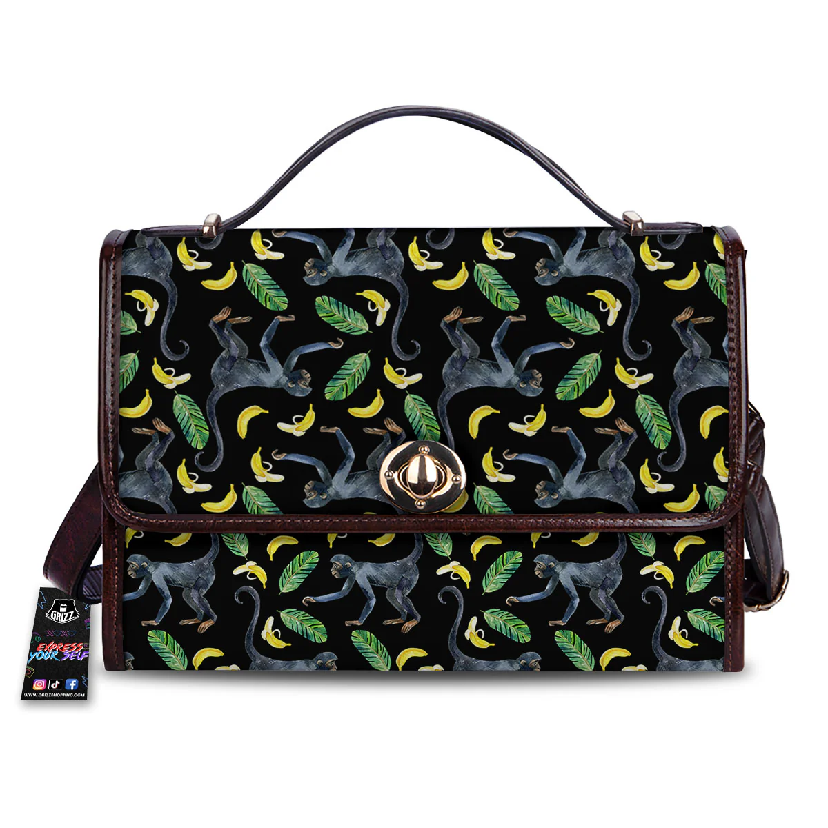 Banana Monkey Pattern Pattern Women's Satchel Bag