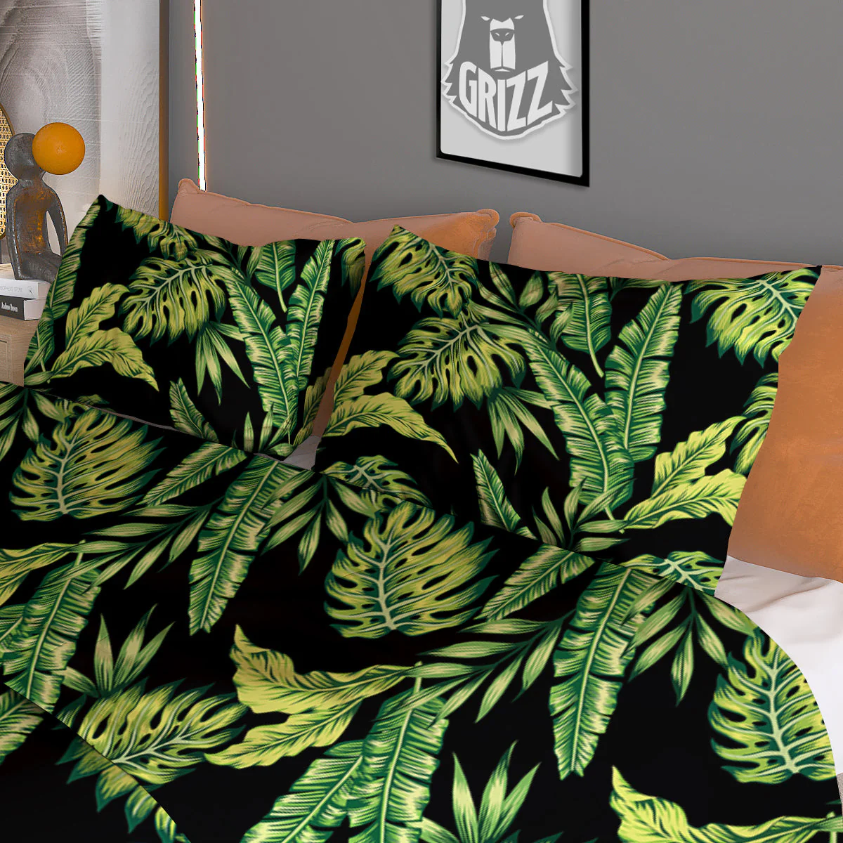 Banana Palm Leaf Print Pattern Duvet Cover Bedding Set - Image 3