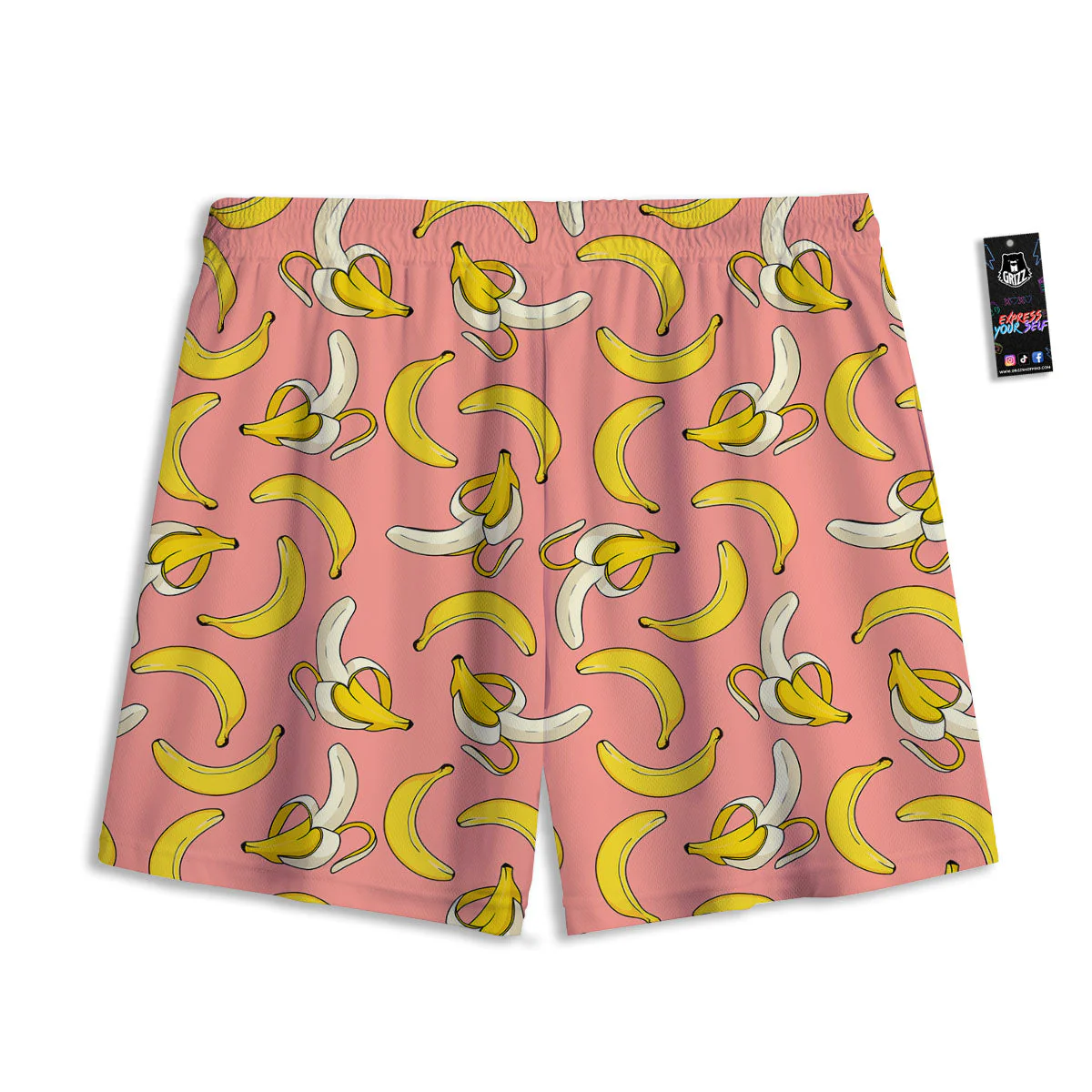 Banana Pink Print Pattern Mesh Shorts - Image 2
