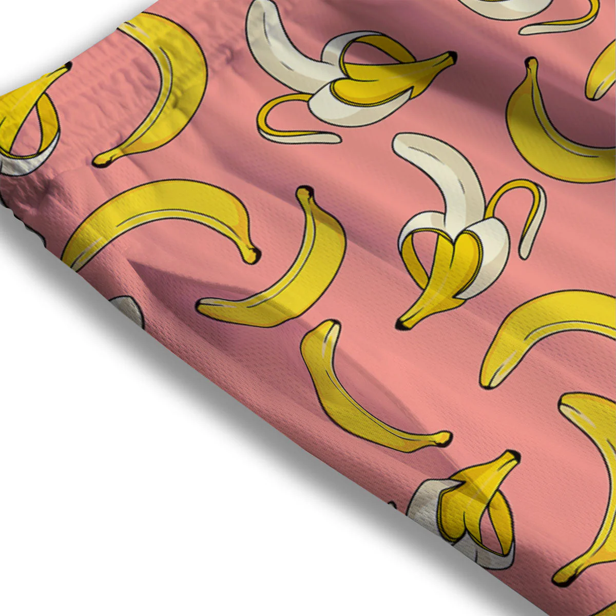 Banana Pink Print Pattern Mesh Shorts - Image 3