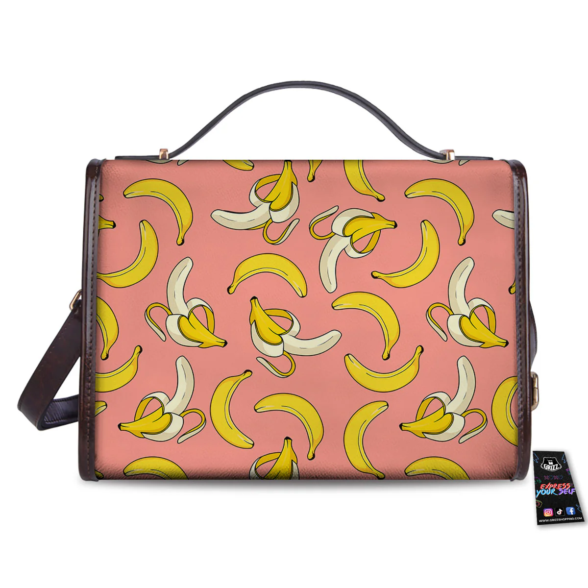 Banana Pink Print Pattern Women's Satchel Bag - Image 2