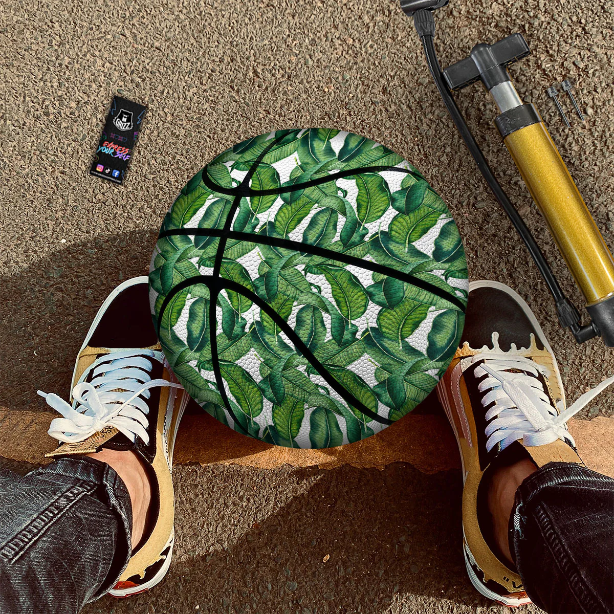 Banana Tropical Green Print Pattern Basketball - Image 2