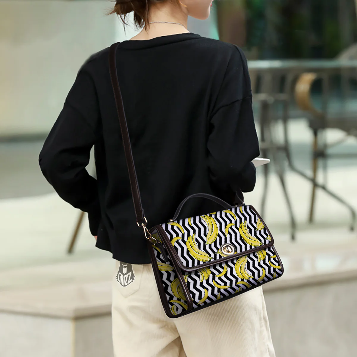 Banana Zigzag Print Pattern Women's Satchel Bag - Image 3