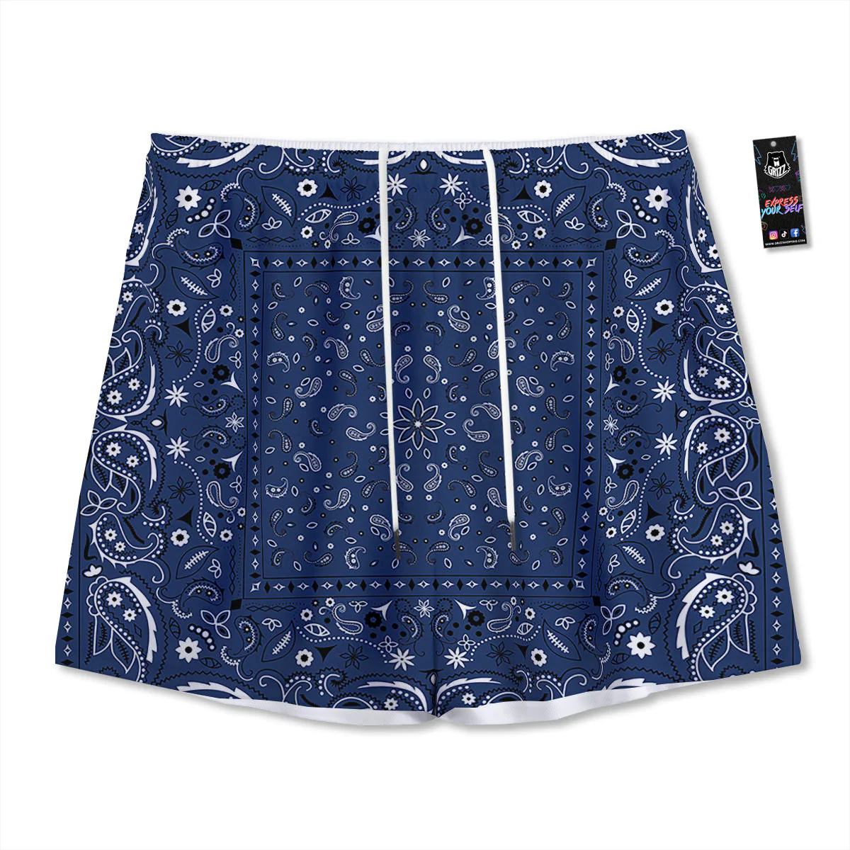 Bandana Blue Paisley Print Mesh Shorts