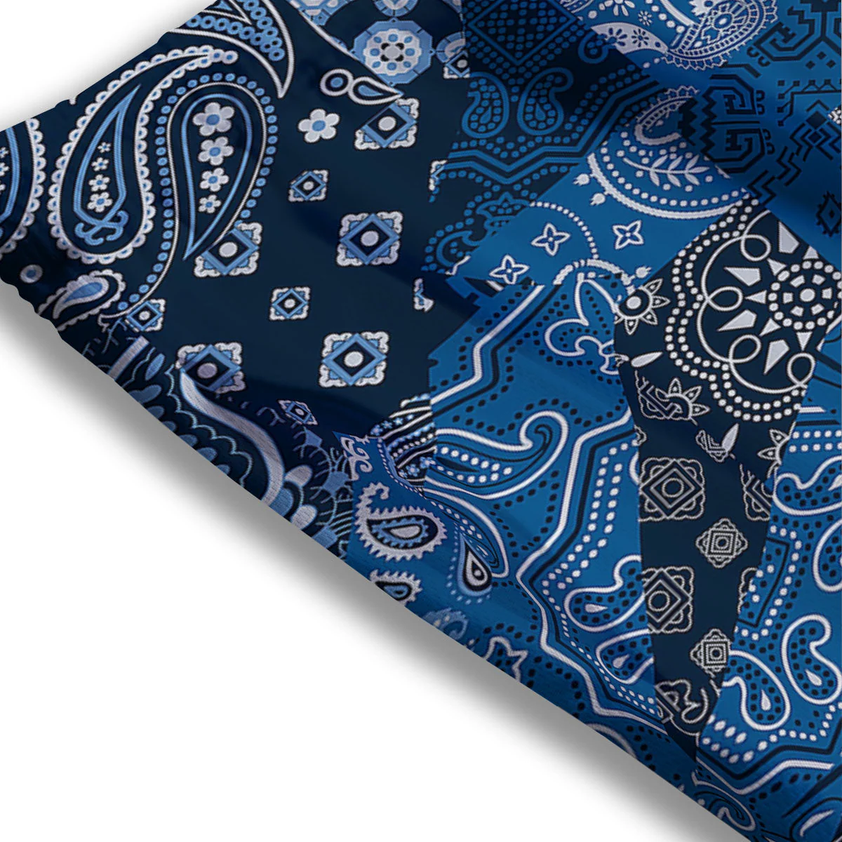 Bandana Blue Paisley Print Pattern Mesh Shorts - Image 3