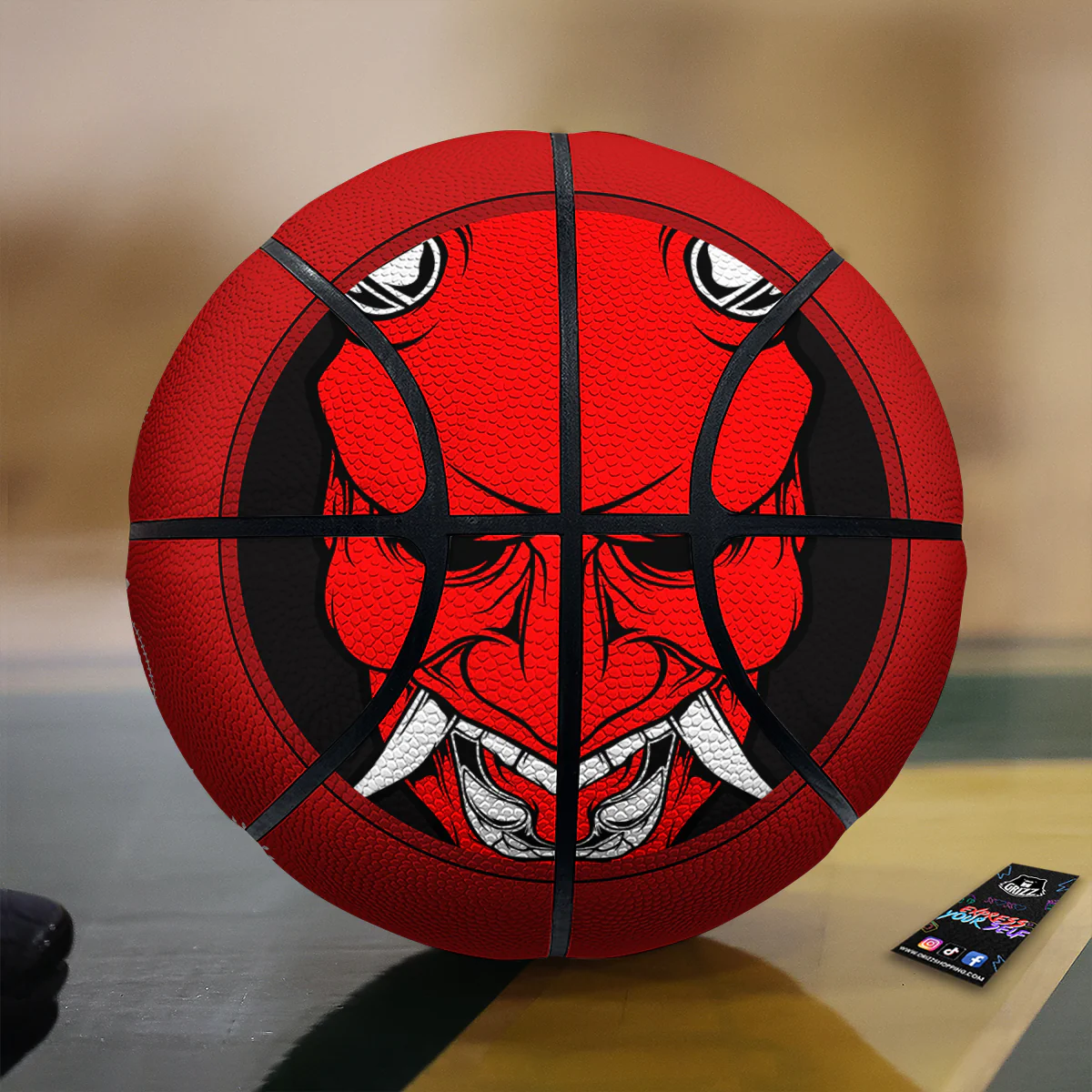 Bandana Red Hannya Demon Print Basketball