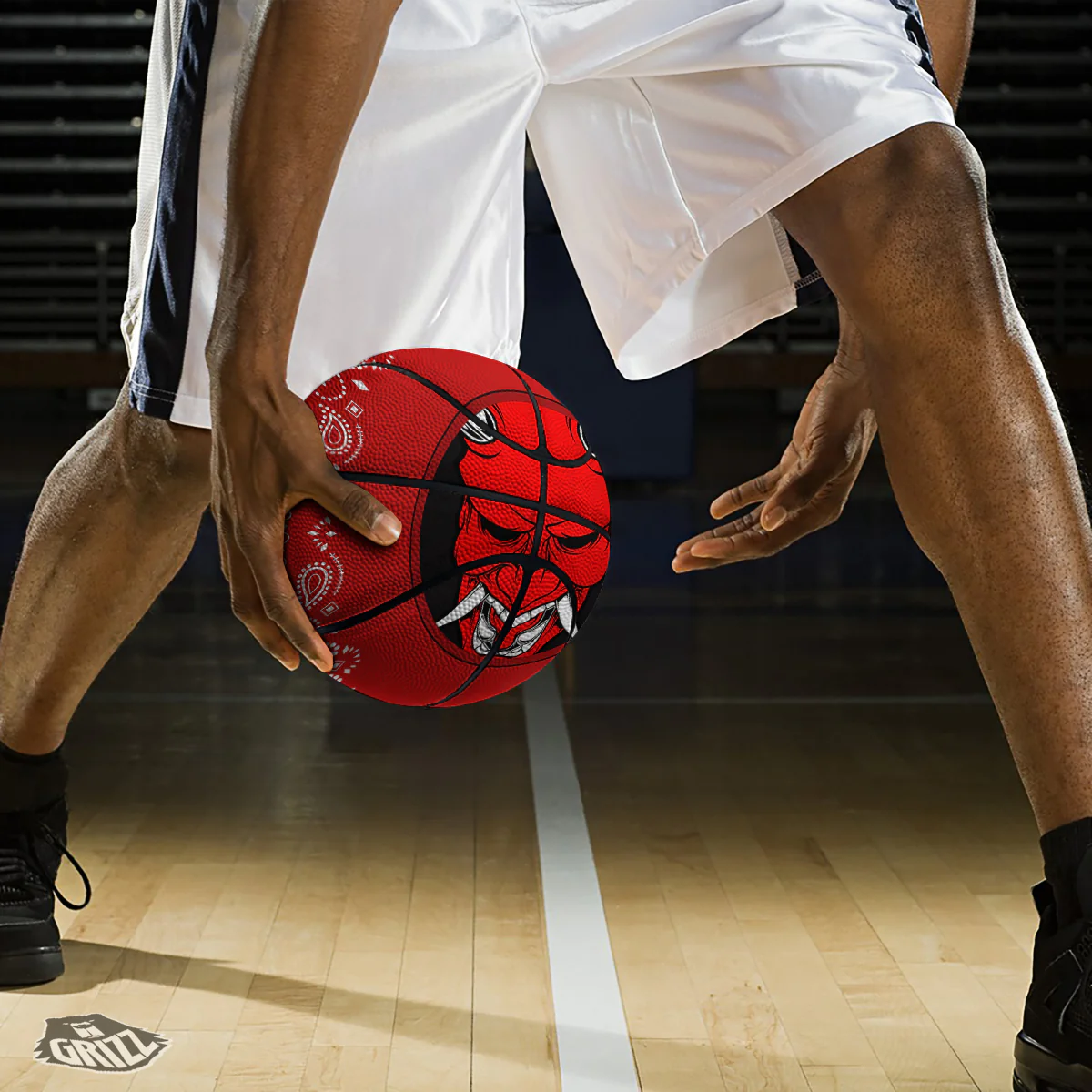 Bandana Red Hannya Demon Print Basketball - Image 3