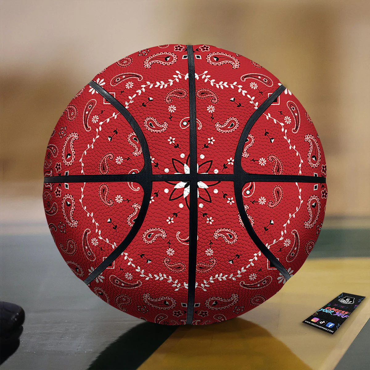 Bandana White And Red Print Basketball