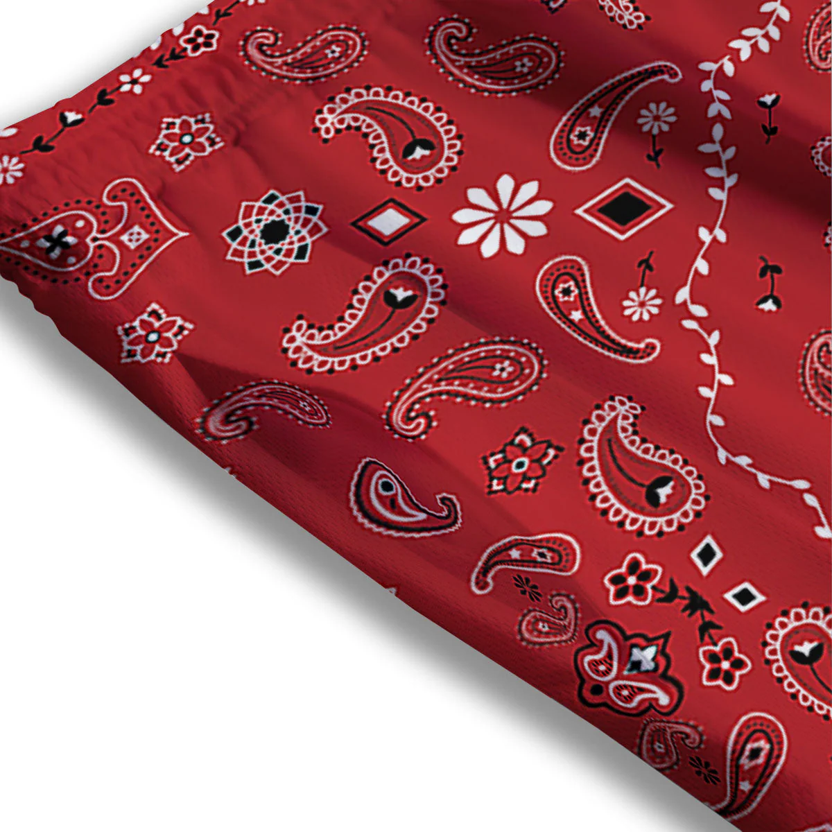 Bandana White And Red Print Mesh Shorts - Image 3