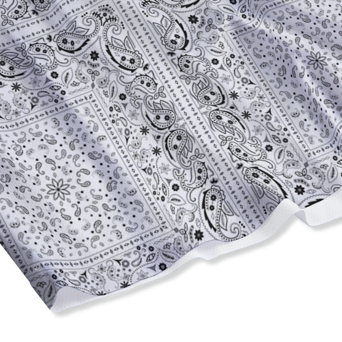 Bandana White Paisley Print Pattern Mesh Shorts - Image 4