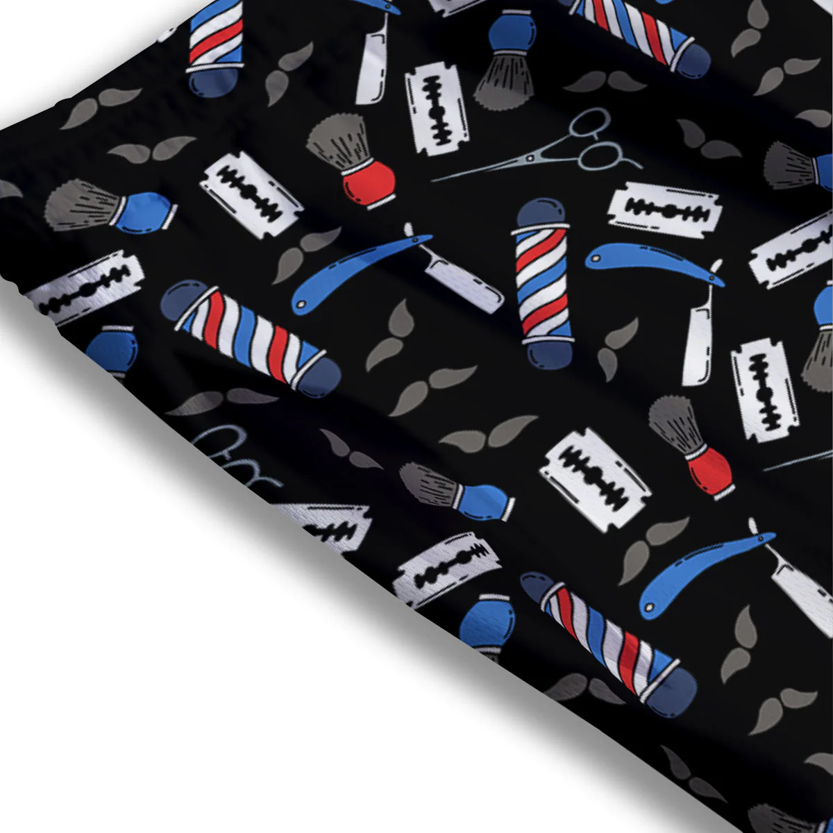 Barber Equipment Print Pattern Mesh Shorts - Image 3