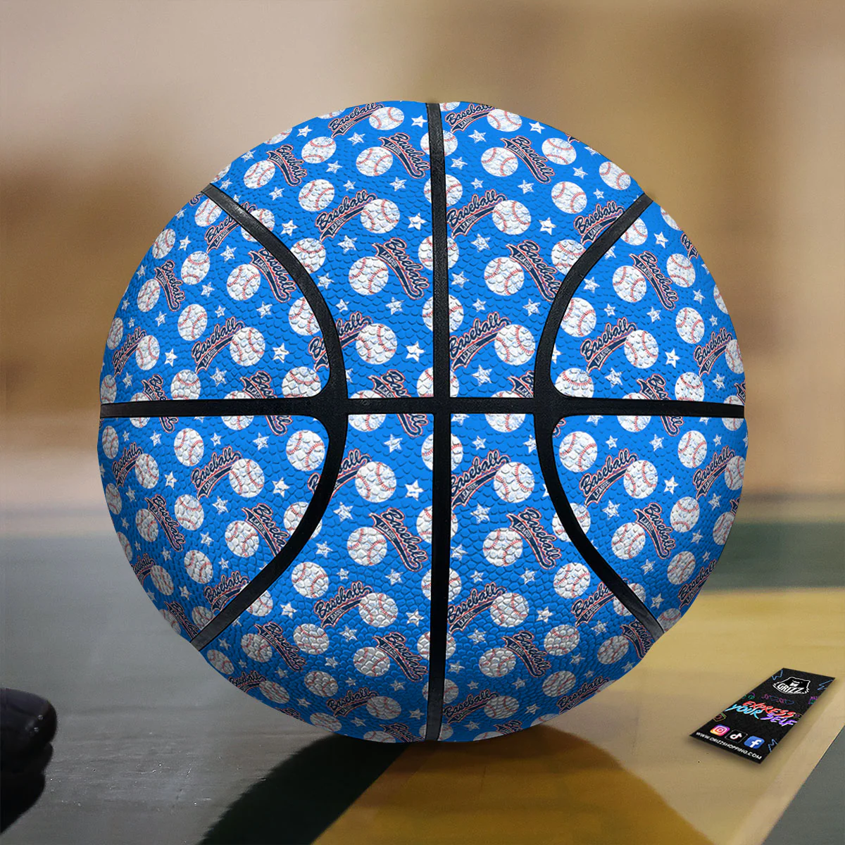 Baseball Blue Print Pattern Basketball