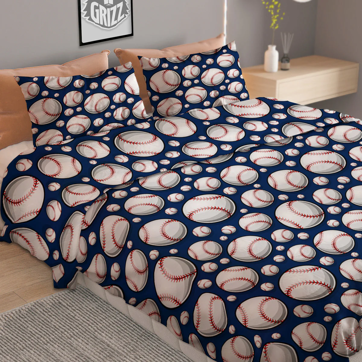 Baseballs Print Pattern Duvet Cover Bedding Set - Image 2
