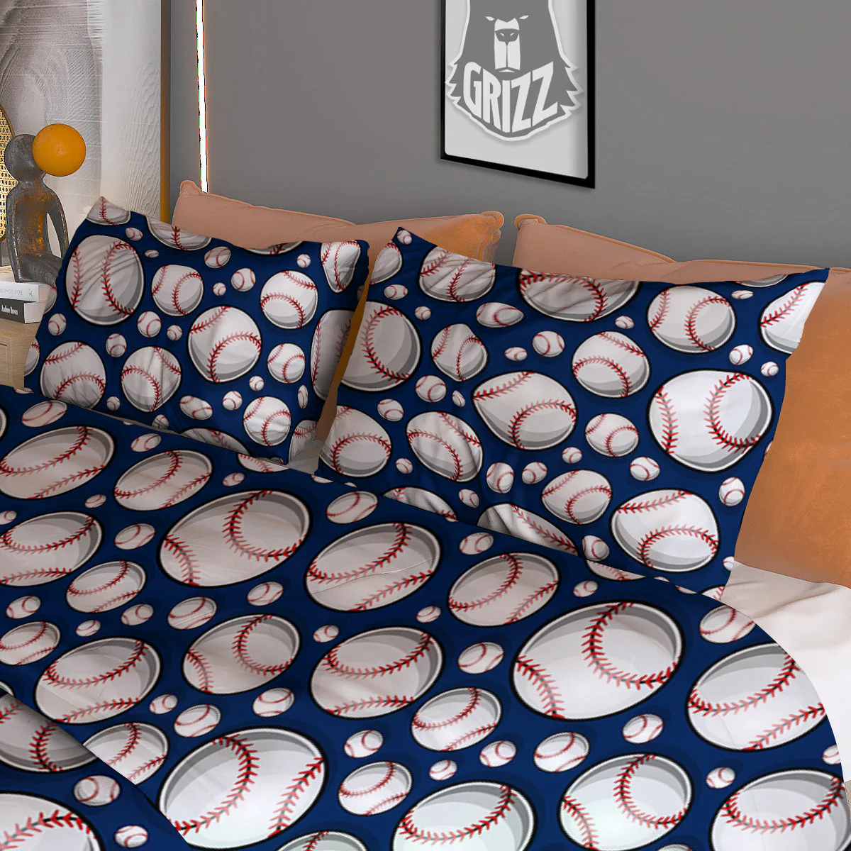 Baseballs Print Pattern Duvet Cover Bedding Set - Image 3