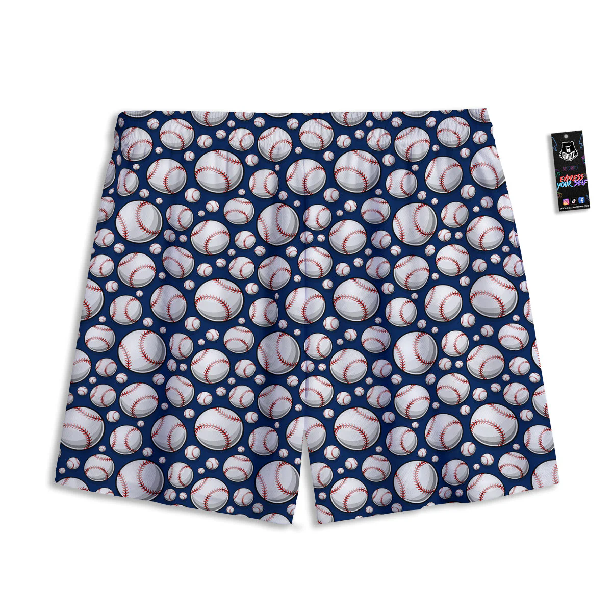 Baseballs Print Pattern Mesh Shorts - Image 2