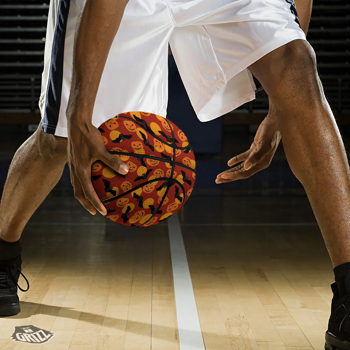 Bat And Pumpkin Halloween Print Pattern Basketball - Image 3