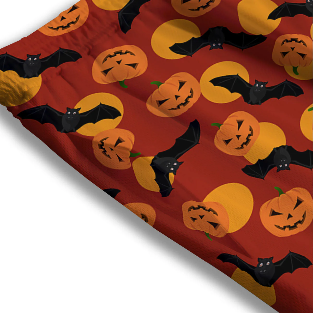 Bat And Pumpkin Halloween Print Pattern Mesh Shorts - Image 3