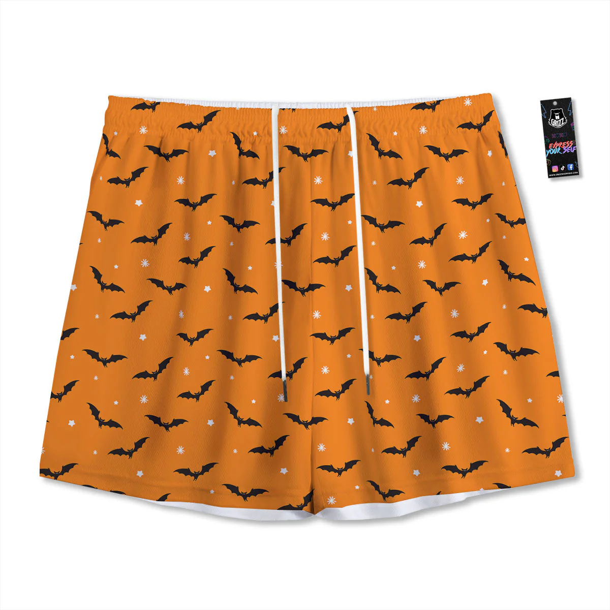 Bat Halloween Print Pattern Mesh Shorts