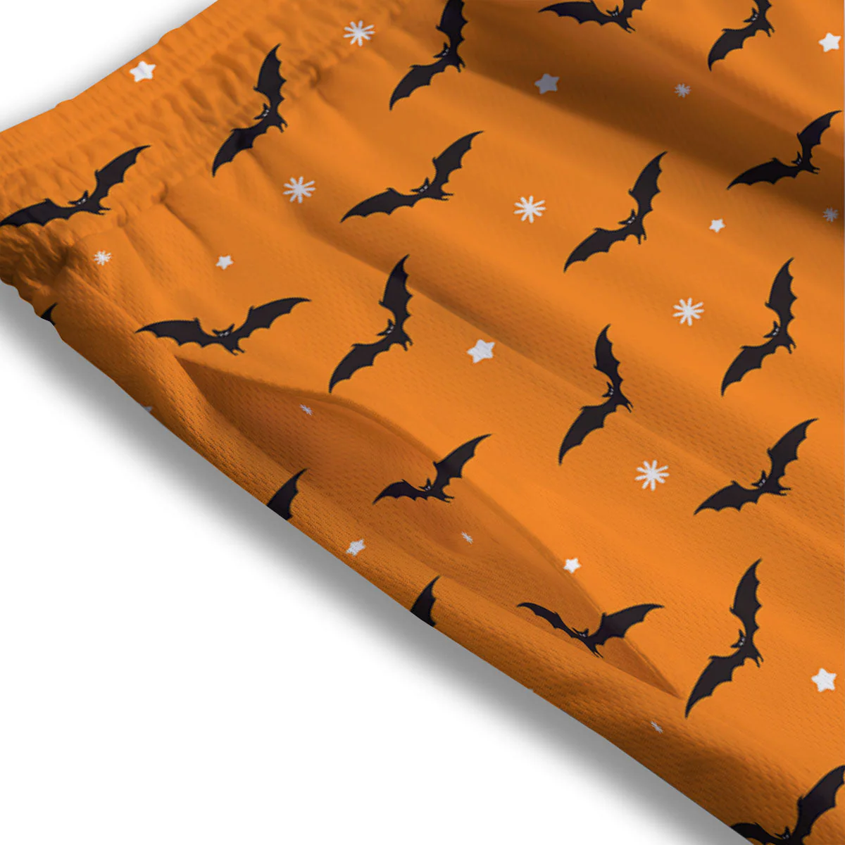 Bat Halloween Print Pattern Mesh Shorts - Image 3
