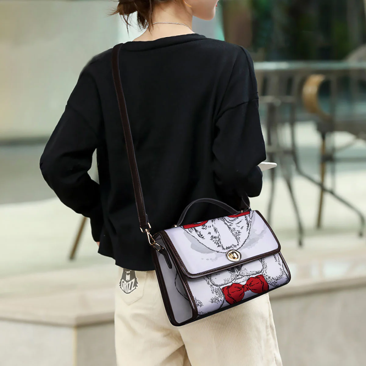 Beagle With Glasses Hipster Print Women's Satchel Bag - Image 3