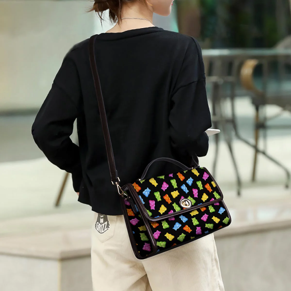 Bear Sweet Gummy Print Pattern Women's Satchel Bag - Image 3