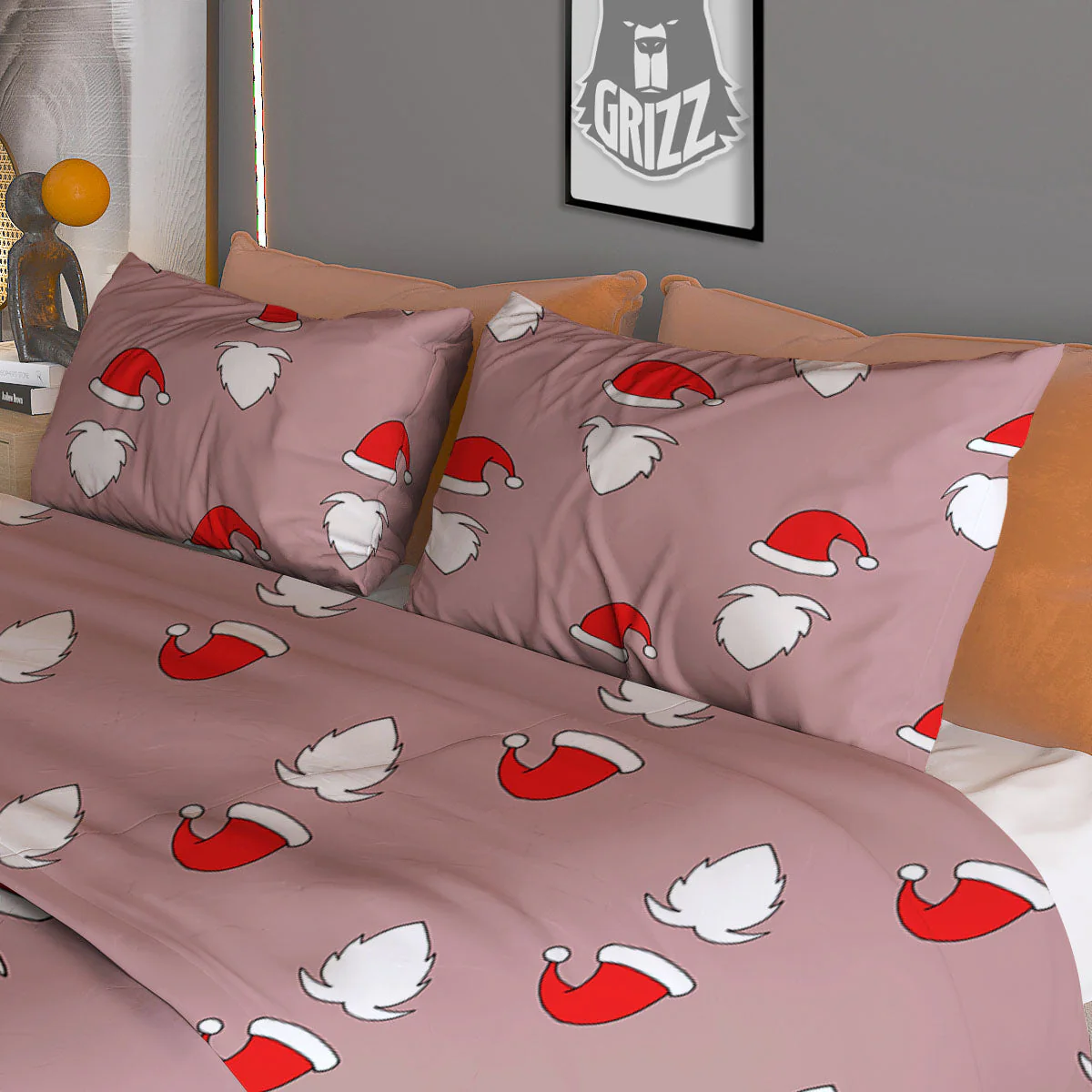 Beard Santa Claus Print Pattern Duvet Cover Bedding Set - Image 3