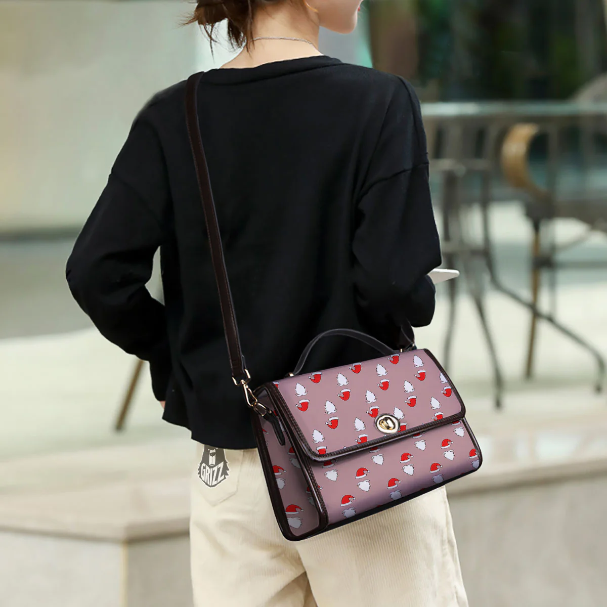 Beard Santa Claus Print Pattern Women's Satchel Bag - Image 3