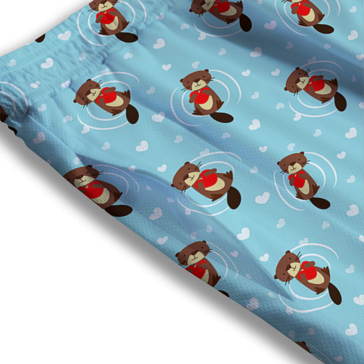 Beaver And Heart Print Pattern Mesh Shorts - Image 3