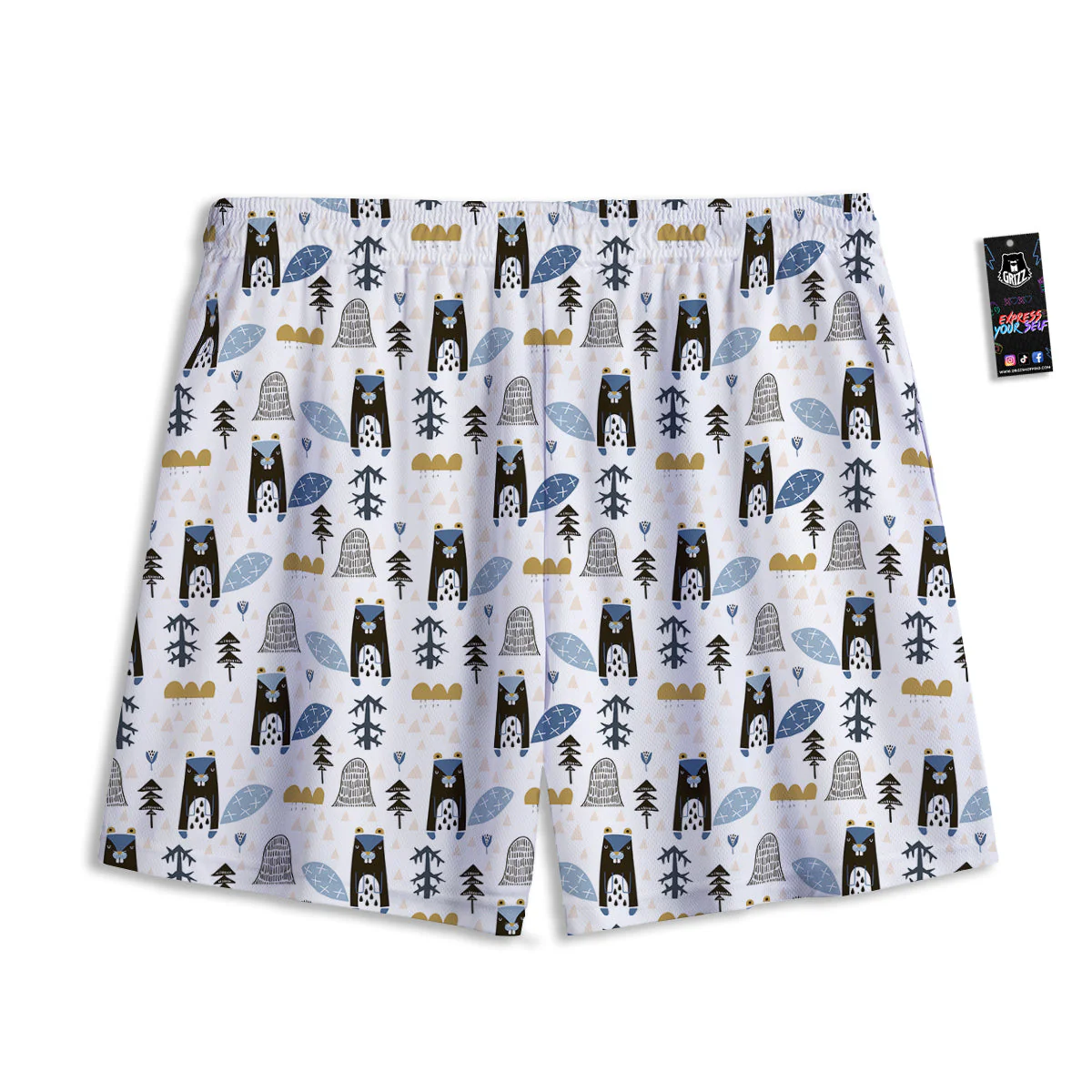 Beaver Cartoon Print Pattern Mesh Shorts - Image 2
