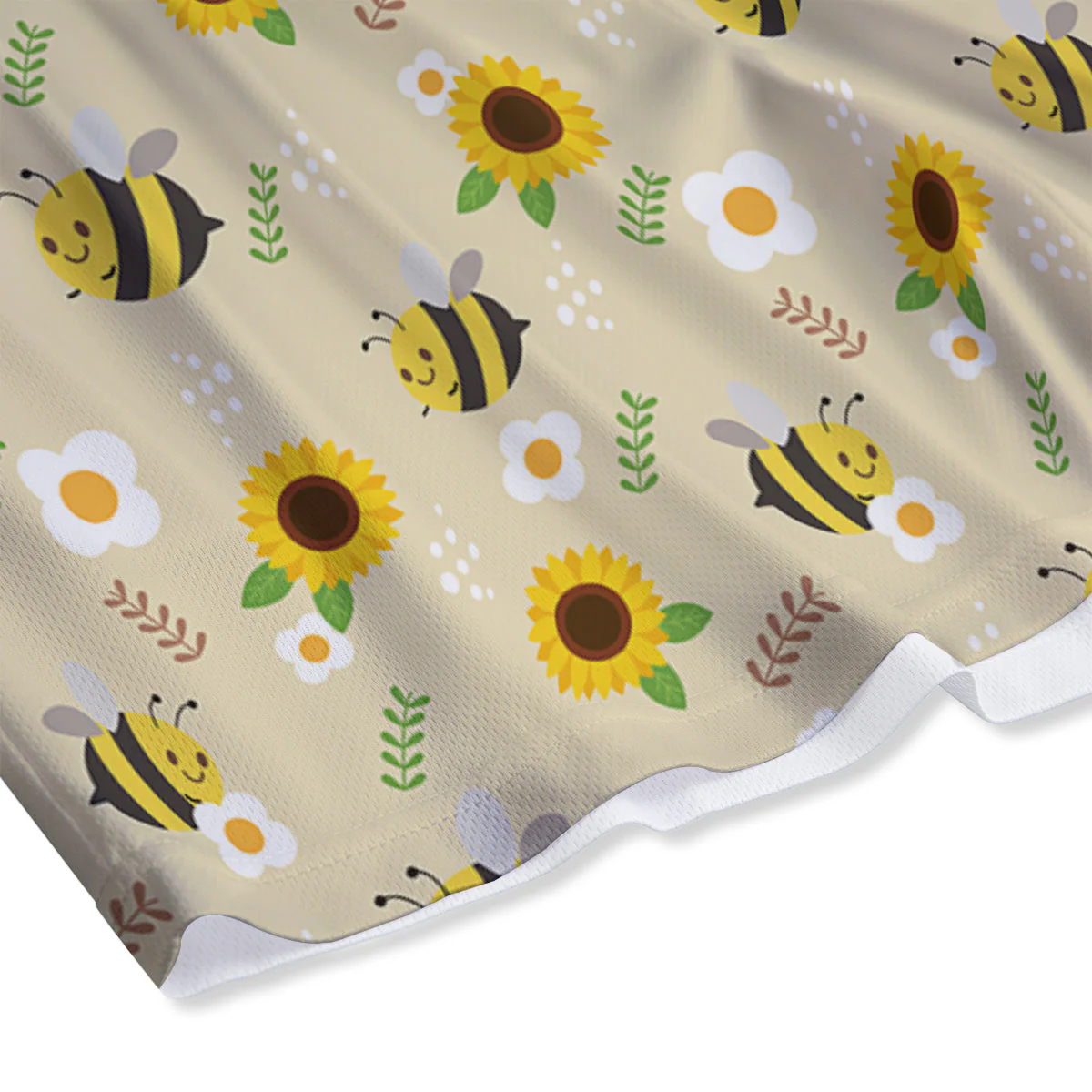 Bee Cute Cartoon Print Pattern Mesh Shorts - Image 4