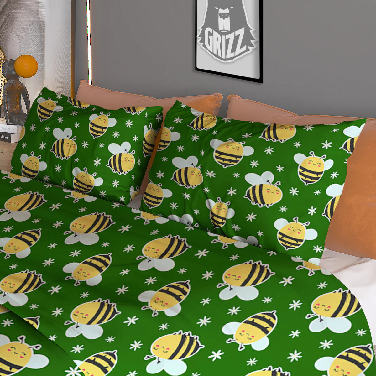 Bee Cute Honey Print Pattern Duvet Cover Bedding Set - Image 3