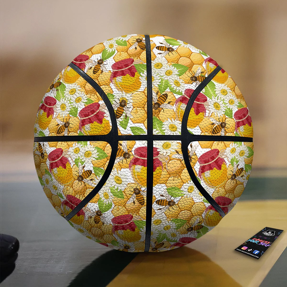 Bee Hive Sweet Honey Print Pattern Basketball