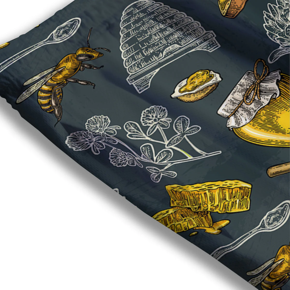 Bee Honey Vintage Print Pattern Mesh Shorts - Image 3