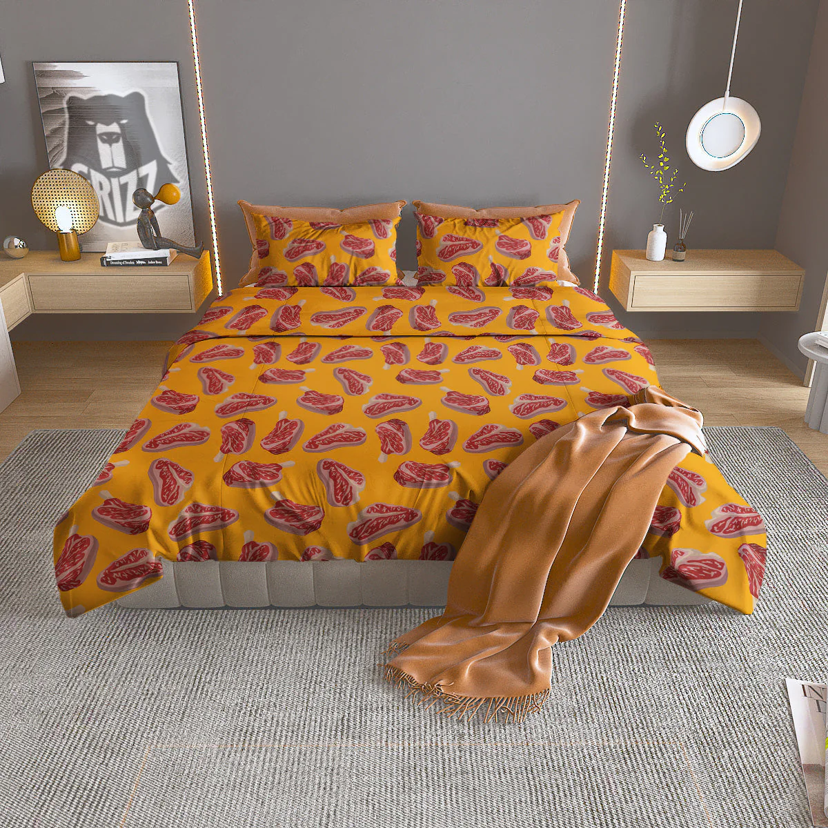 Beef Meat Steak Print Pattern Duvet Cover Bedding Set