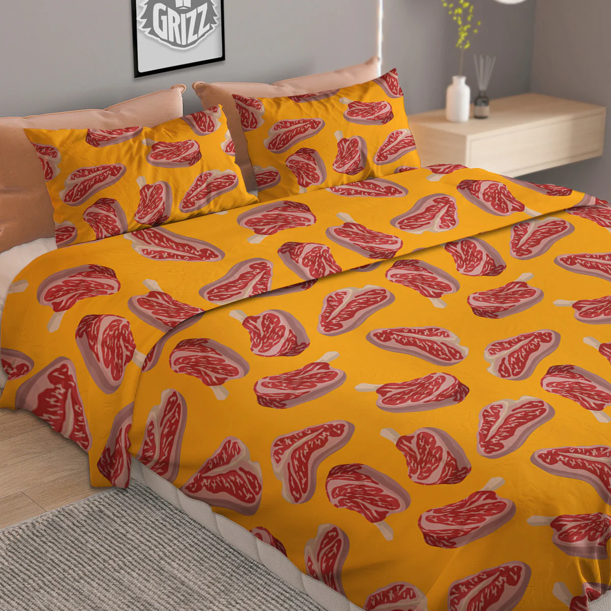 Beef Meat Steak Print Pattern Duvet Cover Bedding Set - Image 2