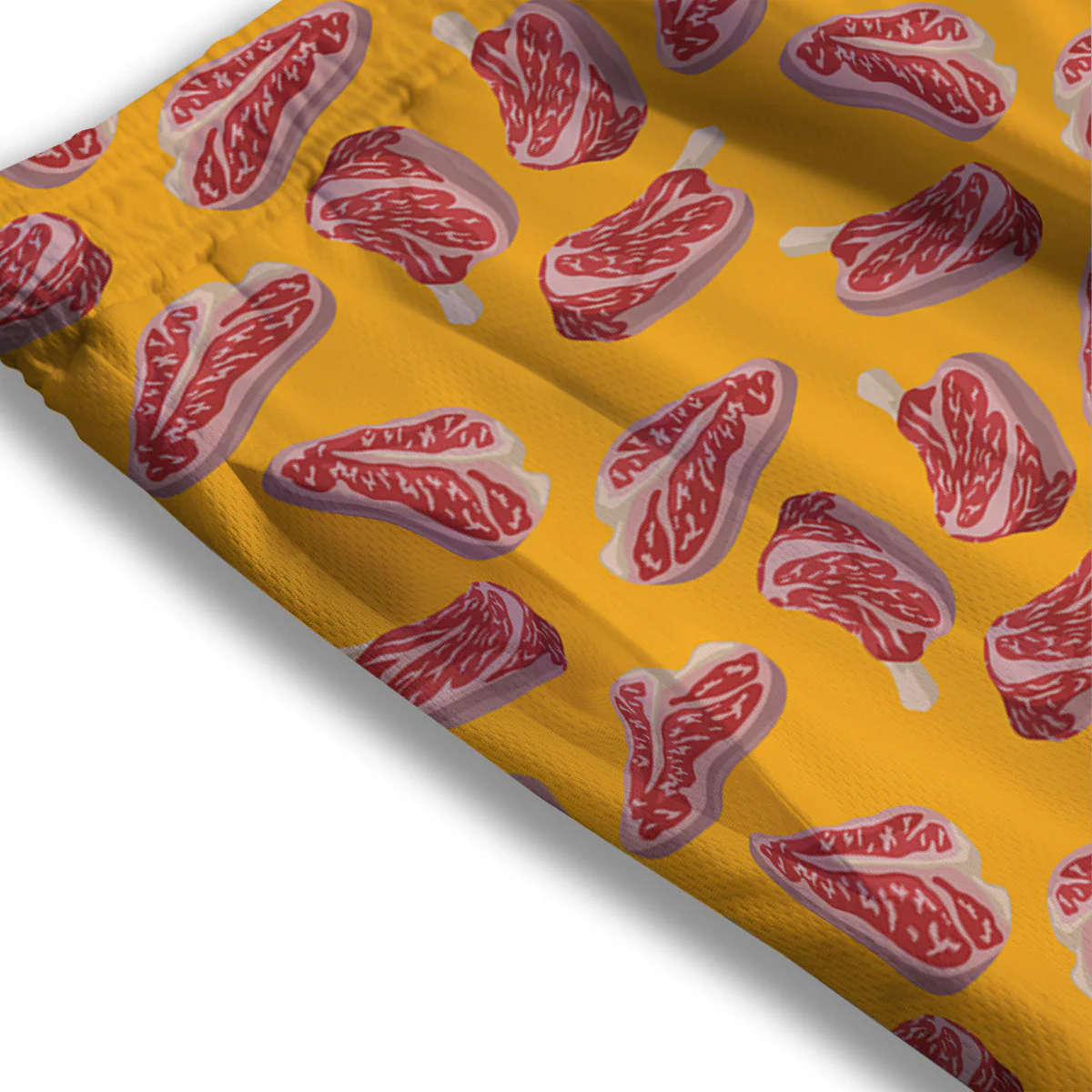 Beef Meat Steak Print Pattern Mesh Shorts - Image 3