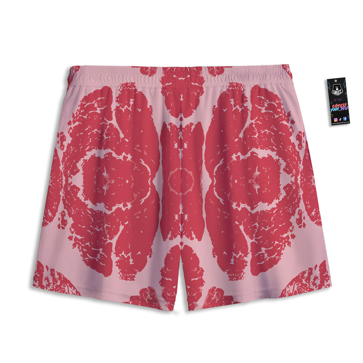 Beef Texture Print Pattern Mesh Shorts - Image 2