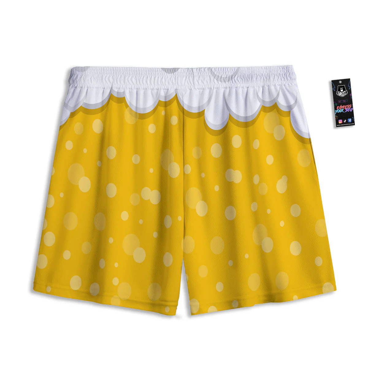 Beer Foam And Bubbles Cartoon Print Mesh Shorts - Image 2