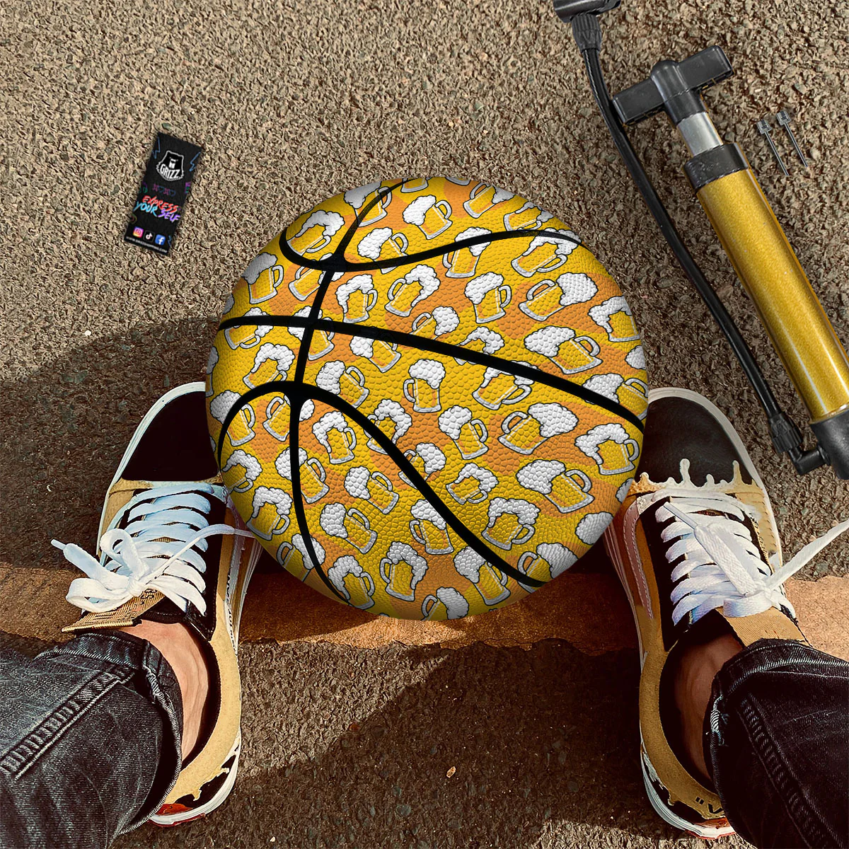 Beer Mug Pattern Print Basketball - Image 2