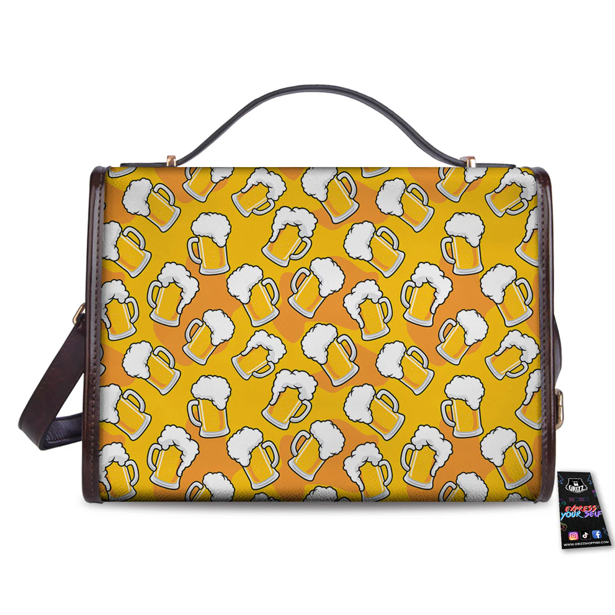 Beer Mug Pattern Print Women's Satchel Bag - Image 2