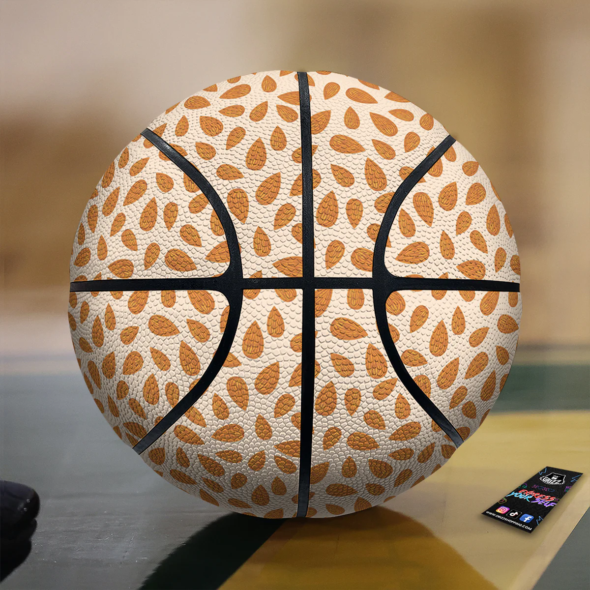 Beige Almond Print Pattern Basketball