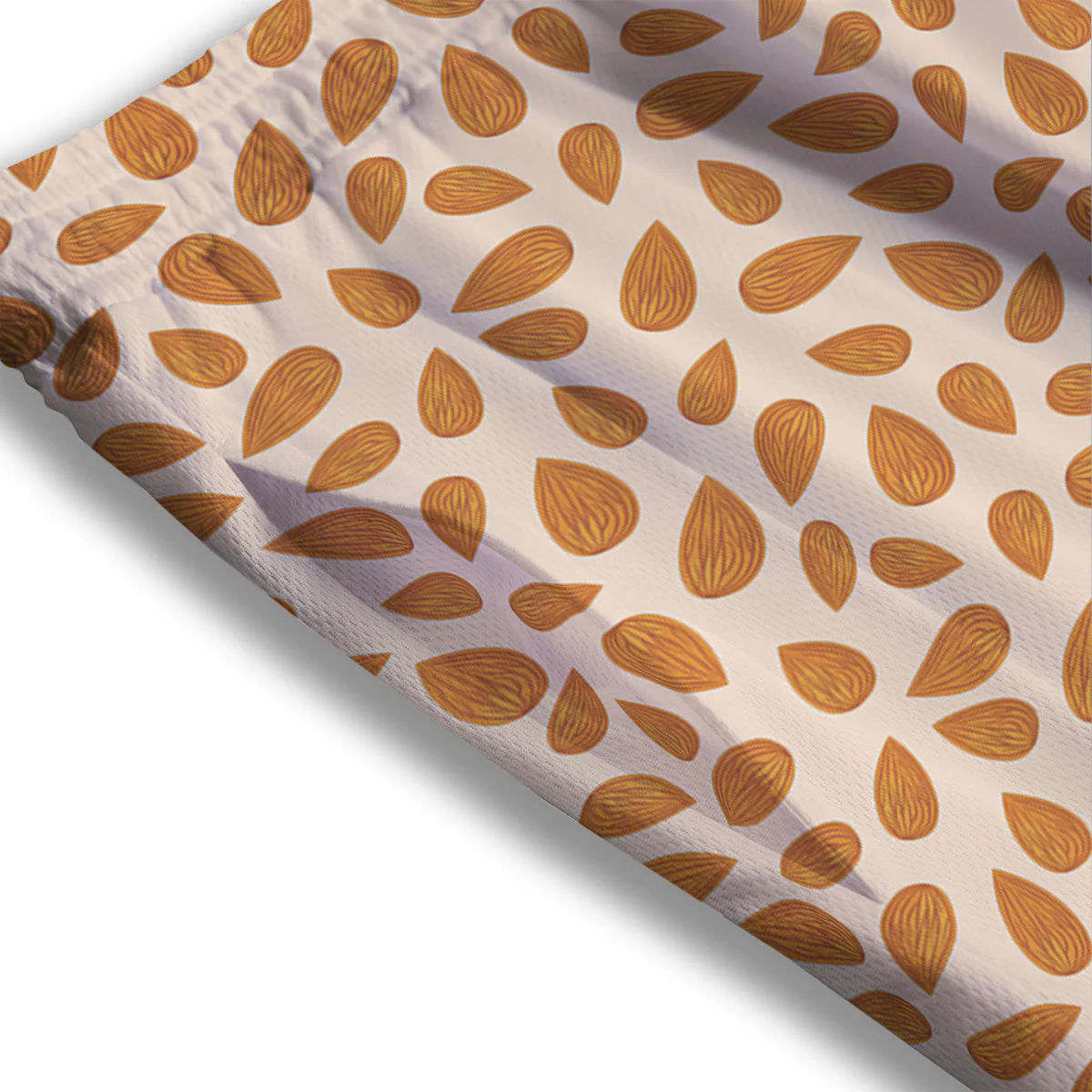 Beige Almond Print Pattern Mesh Shorts - Image 3